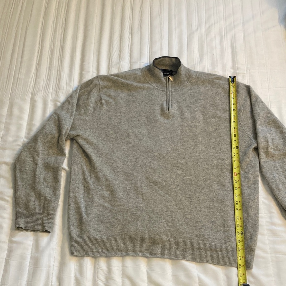 Alfani Men's 100% Cashmere Light Gray Zip-Up Sweater